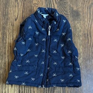 Charming Navy Kids Puffer Vest with Bow Design